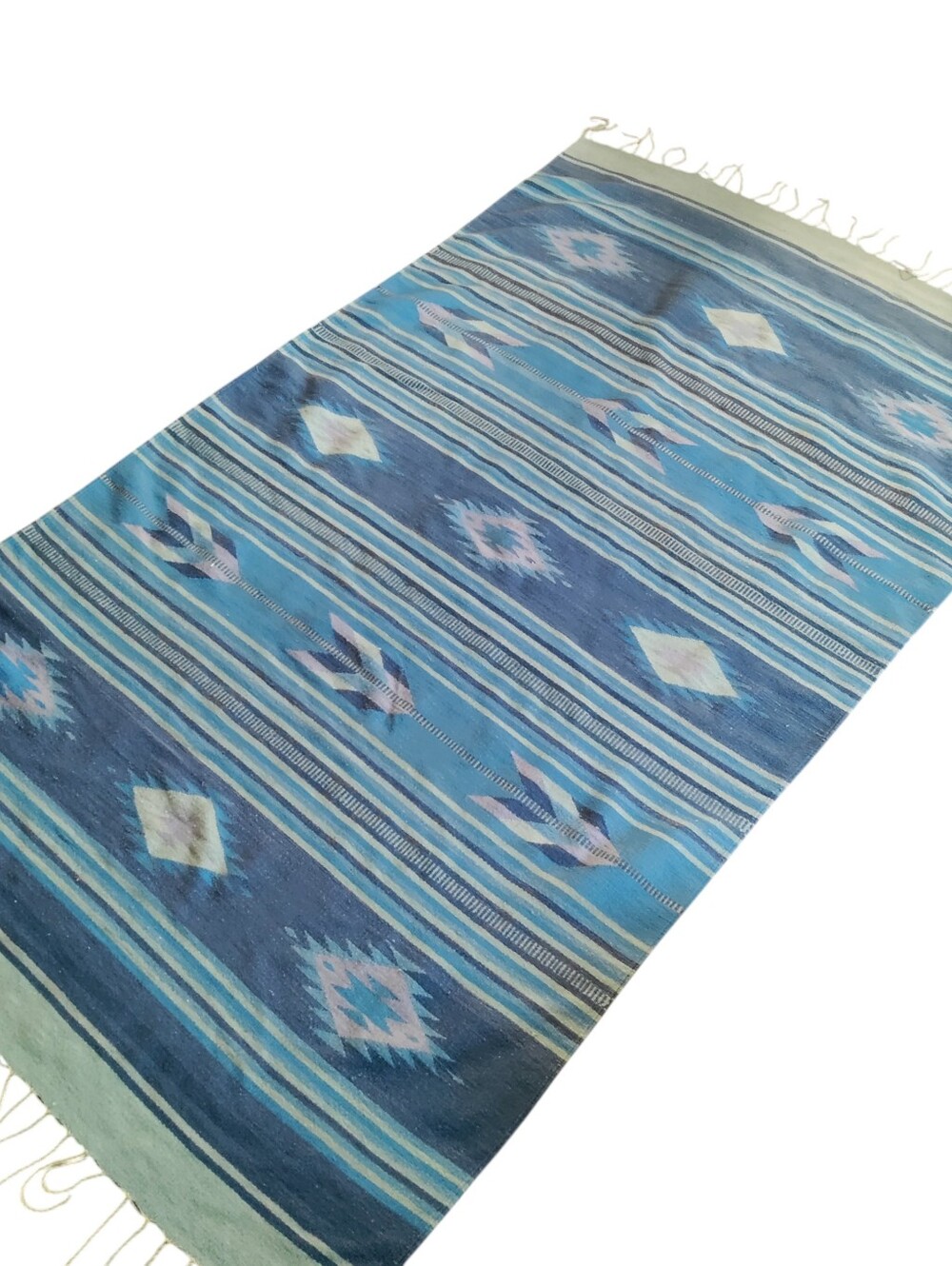 Woven Aztec Fringe Floor Rug Tribal Beachy Cotton Blend 85x50